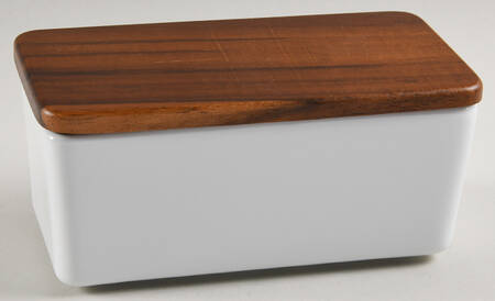 Whiteware Basics (Smooth) 1/4 Lb Covered Butter with Wood Lid