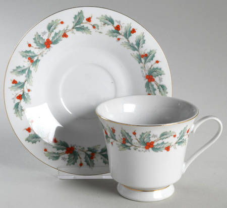 Noel (Black Lettering Backstamp) Footed Cup & Saucer Set
