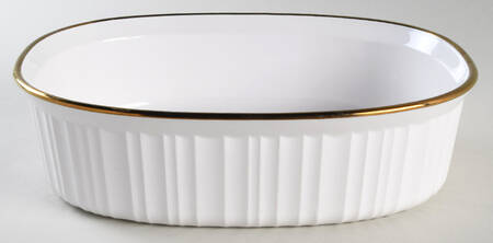 French White (Gold Trim) 2.5 Quart Oval Covered Casserole No Lid