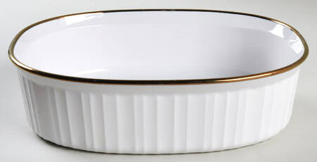 French White (Gold Trim) 1.5 Quart Oval Covered Casserole No Lid