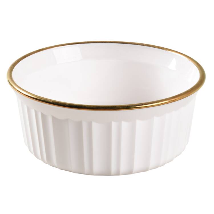 French White (Gold Trim) Individual Casserole No Plastic Lid by Corning Corelle