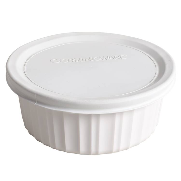 French White (Gold Trim) Individual Casserole & Plastic Lid by Corning Corelle
