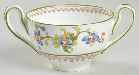Flower Pot (Green Trim, Smooth) Bouillon Cup