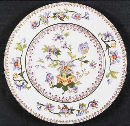 Flower Pot (Green Trim, Smooth) Luncheon Plate