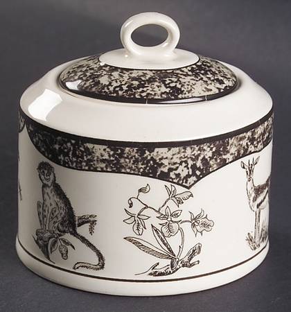 African Inspirations Sepia and Cream Sugar Bowl & Lid