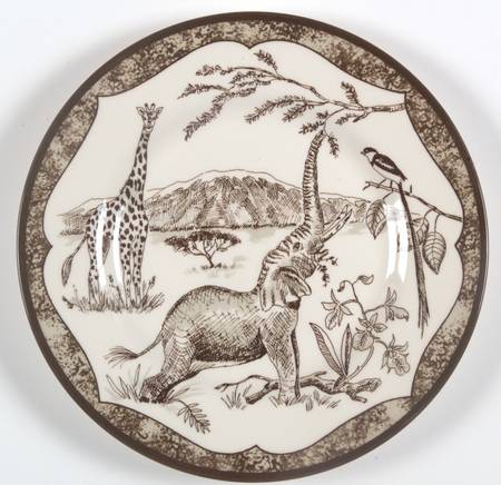 African Inspirations Sepia and Cream Salad Plate