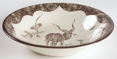 African Inspirations Sepia and Cream 10" Round Vegetable Bowl