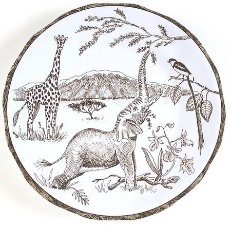 African Inspirations Sepia and Cream Melamine Salad Plate