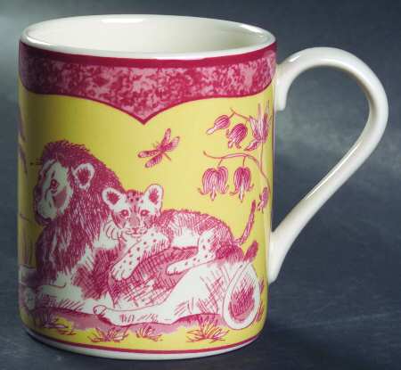 African Inspirations Cranberry and Yellow Mug