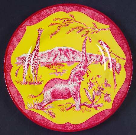 African Inspirations Cranberry and Yellow Salad Plate