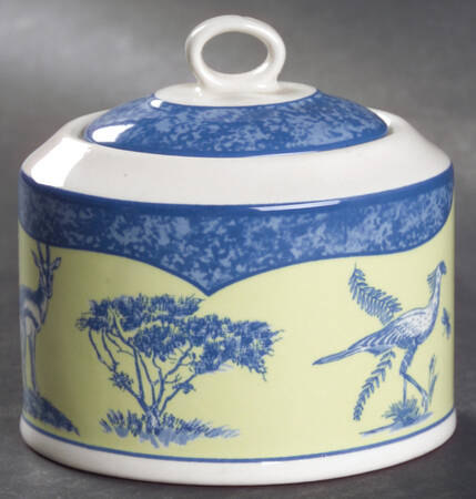 African Inspirations Blue and Green Sugar Bowl & Lid