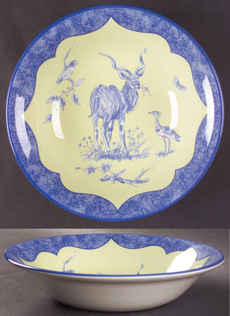 African Inspirations Blue and Green 10" Round Vegetable Bowl