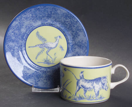 African Inspirations Blue and Green Flat Cup & Saucer Set