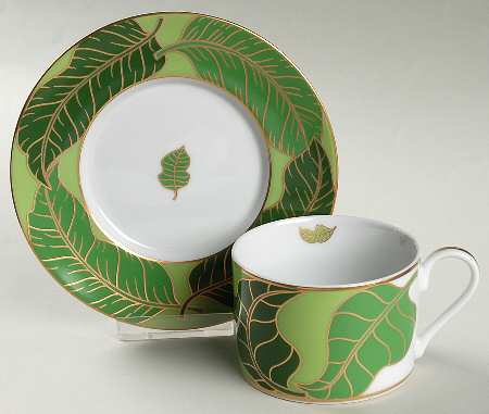 Gold Leaf Flat Cup & Saucer Set