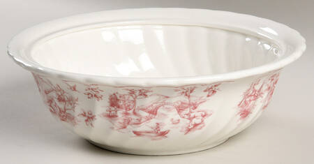 Toile Pink (Scalloped) Round Vegetable No Lid