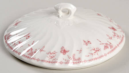 Toile Pink (Scalloped) Lid for Round Vegetable