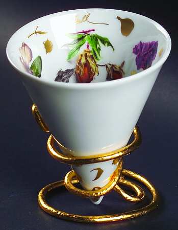 Mediterranean Gold Amphore W/Metal Stand