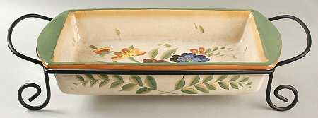 Wildflowers 17" Rectangular Baker with 20" Metal Stand