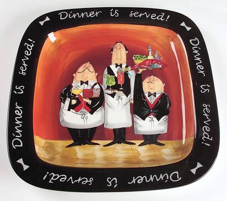 Dinner Is Served 16" Square Serving Platter