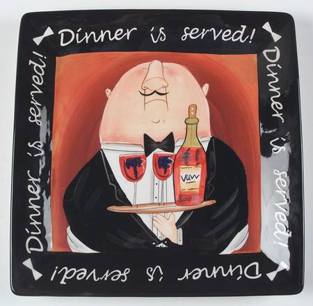 Dinner Is Served 13" Square Serving Platter