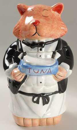 Dinner Is Served Cat Treats Holder/Jar & Lid