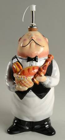 Dinner Is Served Figural Oil Jar & Drizzle Spout