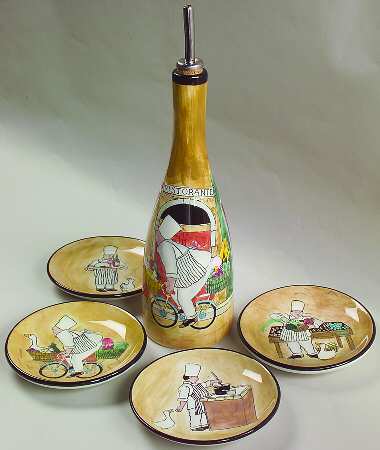 Cucina (Chef) Oil Jar Drizzler with 4 Motif Dipping Dish