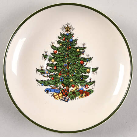 Christmas Tree (Narrow Green Band, White) Saucer for Oversized Cup