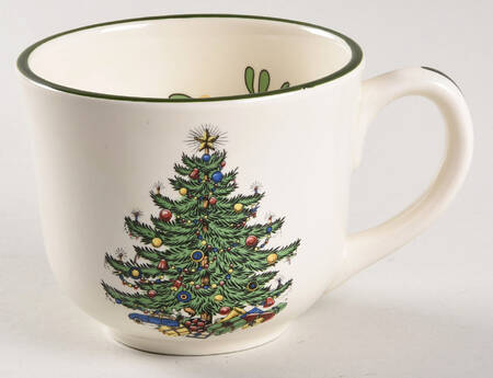 Christmas Tree (Narrow Green Band, White) Oversized Cup