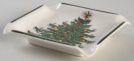 Christmas Tree (Narrow Green Band, White) Small Ashtray