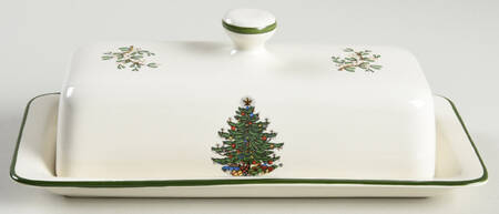 Christmas Tree (Narrow Green Band, White) 1/4 Lb Covered Butter