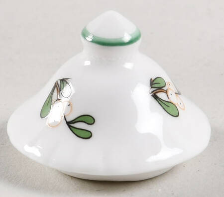 Christmas Tree (Narrow Green Band, White) Lid for Toy Sugar Bowl