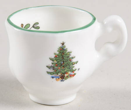 Christmas Tree (Narrow Green Band, White) Footed Toy Cup