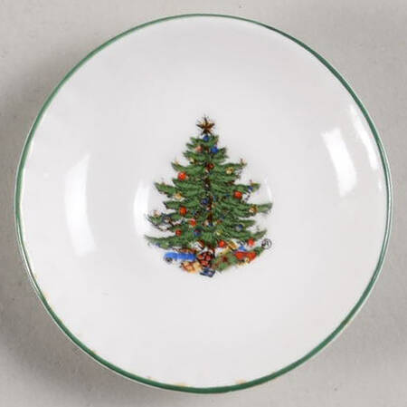 Christmas Tree (Narrow Green Band, White) Saucer for Footed Toy Cup