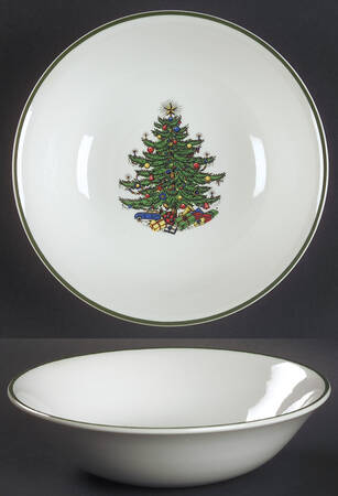 Christmas Tree (Narrow Green Band, White) Coupe Cereal Bowl