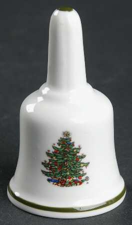 Christmas Tree (Narrow Green Band, White) Miniature Bell