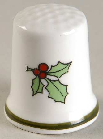 Christmas Tree (Narrow Green Band, White) Thimble