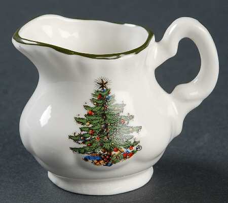 Christmas Tree (Narrow Green Band, White) Toy Creamer