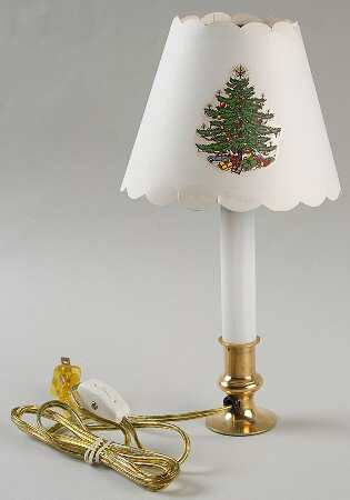 Christmas Tree (Narrow Green Band, White) Candle Lamp & Shade