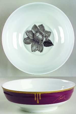 Tuscan Roses Aubergine (Purple) 10" Large Salad Serving Bowl