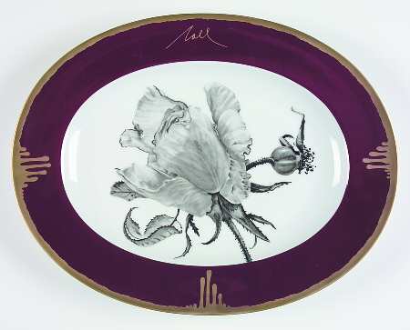 Tuscan Roses Aubergine (Purple) 14" Oval Serving Platter