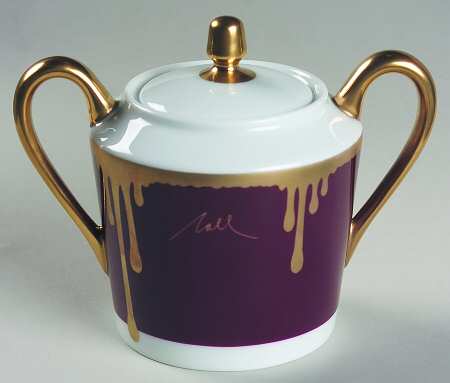 Tuscan Roses Aubergine (Purple) Sugar Bowl & Lid