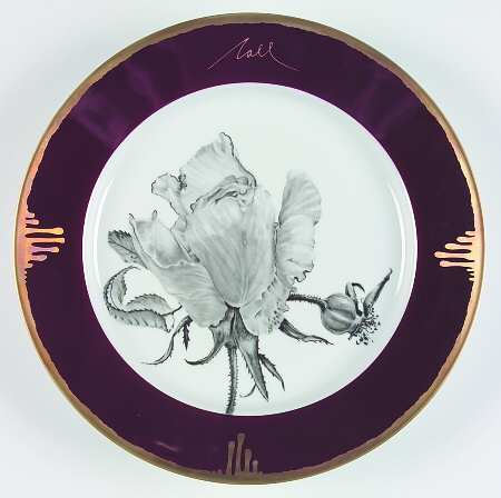 Tuscan Roses Aubergine (Purple) 12" Chop Plate (Round Platter)