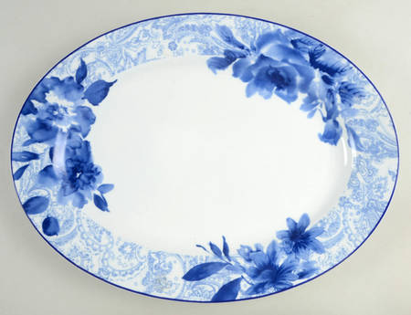 Blue And White 16" Oval Serving Platter