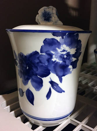 Blue And White 6" Storage Jar & Lid