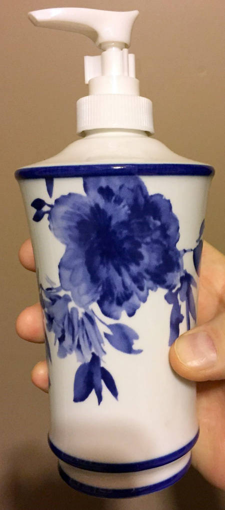 Blue And White Lotion Dispenser
