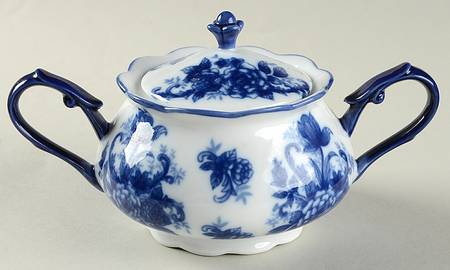 Blue And White Sugar Bowl & Lid