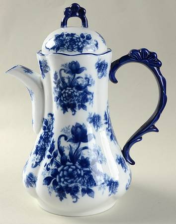 Blue And White Coffee Pot & Lid
