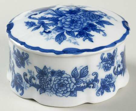 Blue And White 5" Round Box & Lid