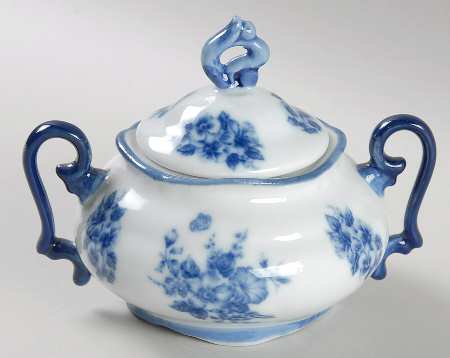 Blue And White Sugar Bowl & Lid